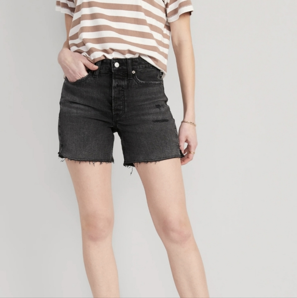 Old Navy Black OG Straight Jean Shorts